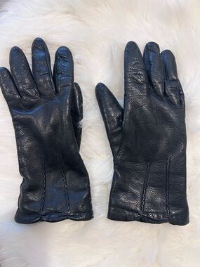 Italian vintage leather gloves with rabbit fur lining